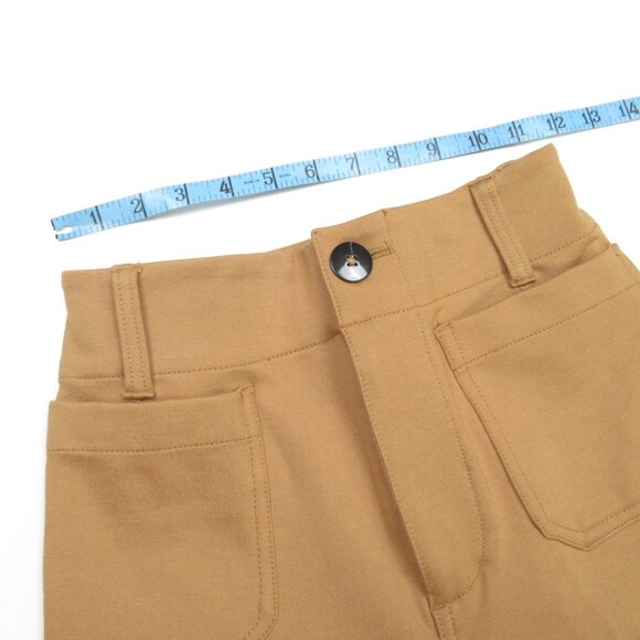 23 TALL Anthropologie Maeve Colette Cropped Wide-Leg Pants Ponte Edition Khaki - Picture 5 of 11